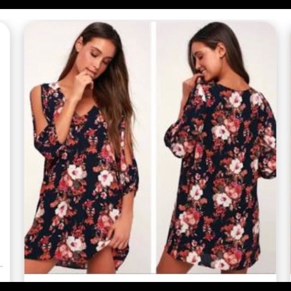 🌸 NWOT Lulu's Dresses | Lulus SHIFTING Dears Navy Blue Floral Shift Dress🌸 - Picture 2 of 11
